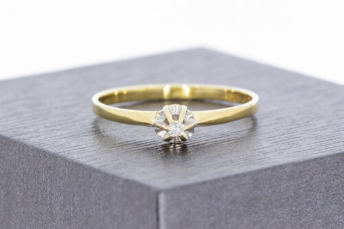 14 Karat bicolor Gold Diamant Ring - 17,5 mm