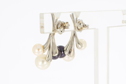 Damen Perlenohrringe 18 Karat Gold - 2,8 cm