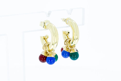 Creolen aus 14 Karat Gold Achat Anhängern