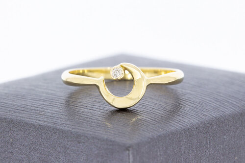 585 Halbmondring mit Diamant - 17 mm