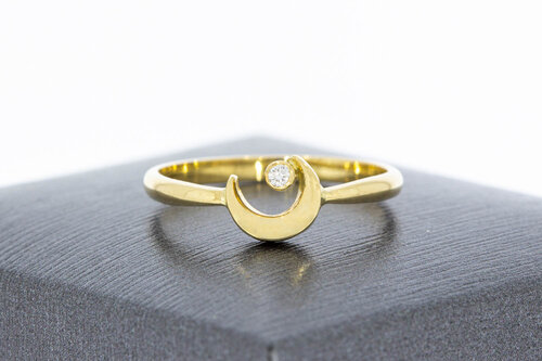 585 Halbmondring mit Diamant - 17,2 mm