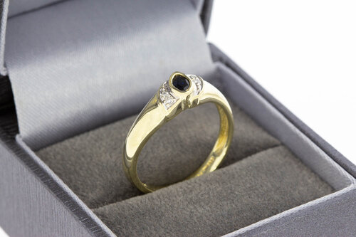 585 Gold Saphirring mit Diamant - 18,2 mm