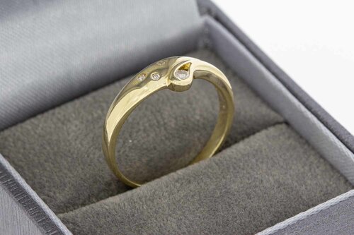 14 Karat Goldring mit Diamant - 17,6 mm