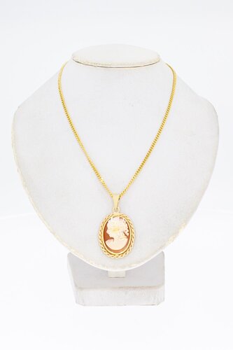 585 Gold Cameo Anhänger Damen - 26 mm