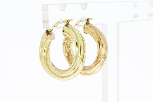 14 Karat profilierte Gold Kreolen - 24 mm