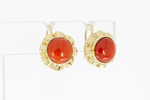 Korallen Ohrringe 585 Gold - 11,4 mm