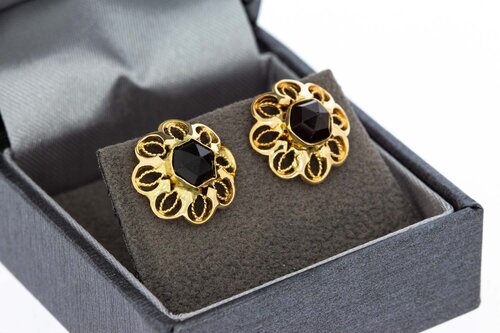 Granat 585 Gold Ohrstecker - 13,6 mm