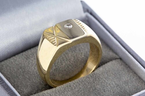 14 Karat Gold Männerring mit Zirkonia - 18,9 mm