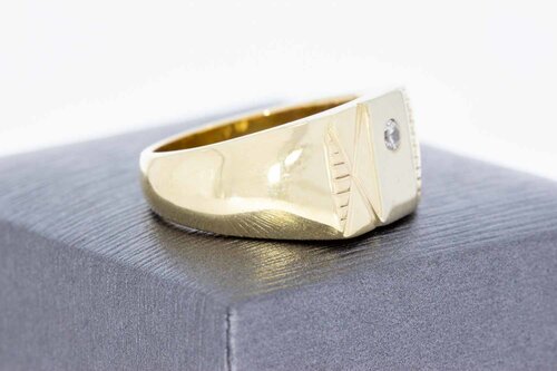 14 Karat Gold Männerring mit Zirkonia - 18,9 mm