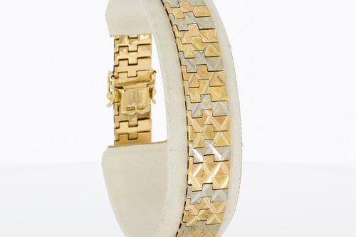 Tricolor 14 Karat breites Goldarmband - 19 cm Tricolor 14 Karat breites Goldarmband - 19 cm