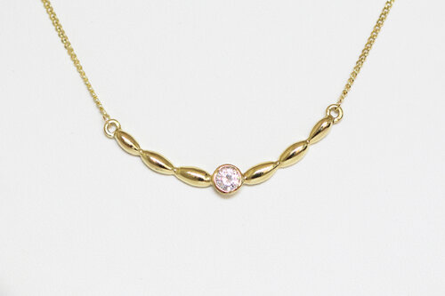 8 Karat Goldkette mit Zirkonia Anhänger - 50 cm