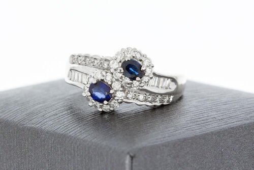 750 Edelstein Weißgold Ring - 18,9 mm