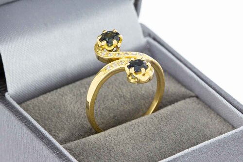 750 Gold Edelstein Ring Damen - 18,2 mm