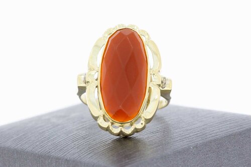14 Karat Gold Karneol Damen Ring - 18,3 mm
