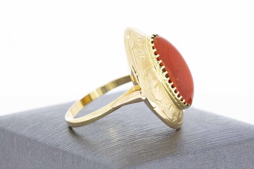14 Karat Rote Koralle Damenring - 18,5 mm