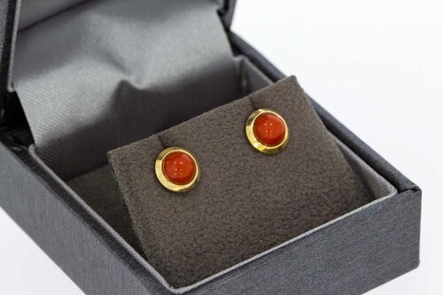 Korallen Ohrringe 18 Karat Gold - 0,7 cm