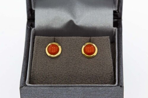 Korallen Ohrringe 18 Karat Gold - 0,7 cm