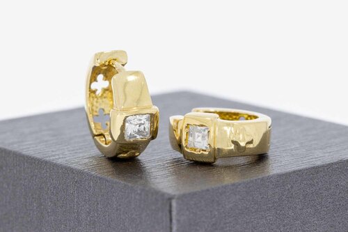 585 Gold Damen Kreolen mit Zirkonia - 1,4 cm