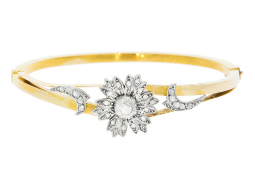 Bicolor  585 Goldene Diamant Armreif