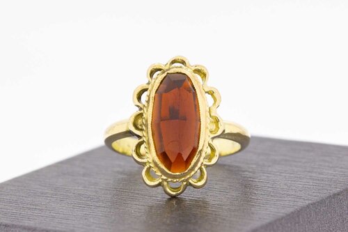 14 Karat Goldene Retro Ring mit Granat - 17,2 mm