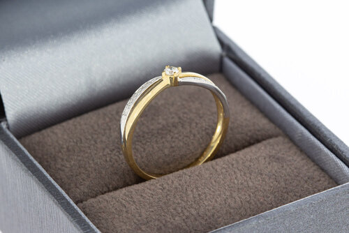 375 bicolor goldene Solitärring - 16,3 mm