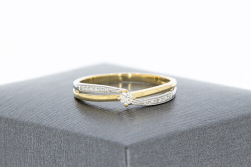 375 bicolor goldene Solitärring - 16,3 mm