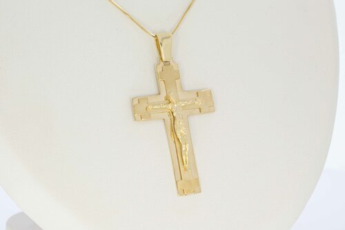 Kreuz Anhänger 14 Karat Gold - 4,8 cm