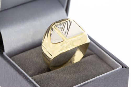 Herrenring 14 Karat Gold mit Zirkonia - 21,2 mm