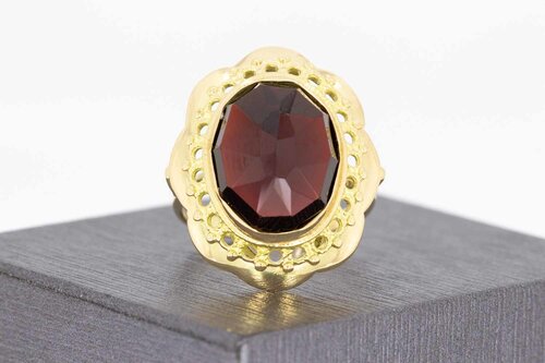 14 Karat Goldene Retro Granatring - 17,8 mm