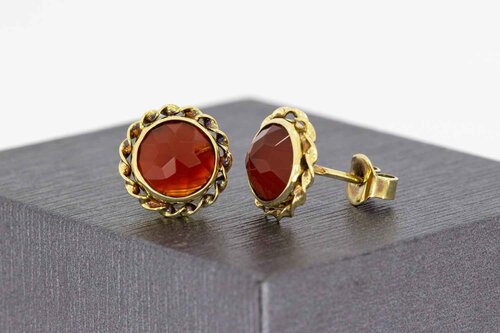 14 Karat Goldene Karneol Ohrstecker - 1,1 cm
