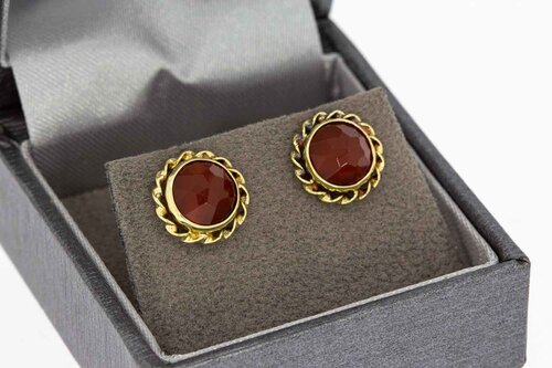 14 Karat Goldene Karneol Ohrstecker - 1,1 cm