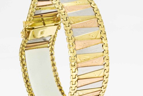 Tricolor Breites Armband 585 Gold - 20,2