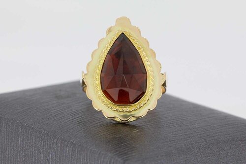 14 Karat Goldene Retro Granat- Ring - 17,5 mm
