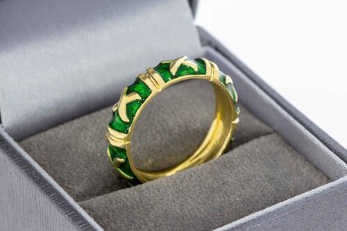 18 Karat Ring mit Emaille - 18,6 mm
