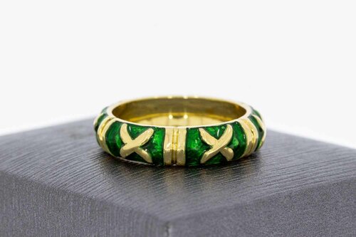 18 Karat Ring mit Emaille - 18,6 mm