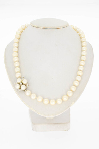 585 Cultivé Perlenkette mit Diamant - 46,4 cm