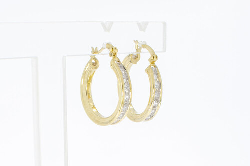 585 Gold Kreolen mit Zirkonia - 2,2 cm