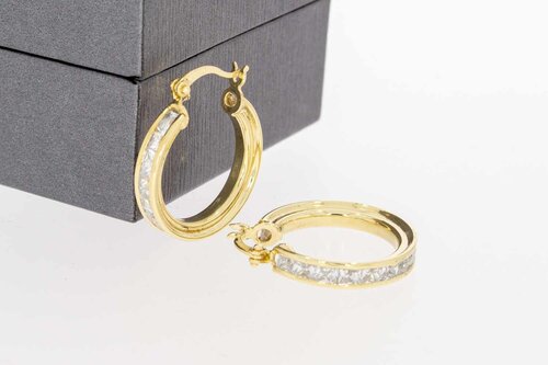 585 Gold Kreolen mit Zirkonia - 2,2 cm