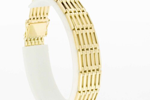 585 breites Gold Barren Armband - 20,4 cm