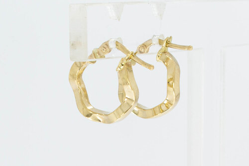 Gewellte Ohrringe 585 Gold - 1,4 cm
