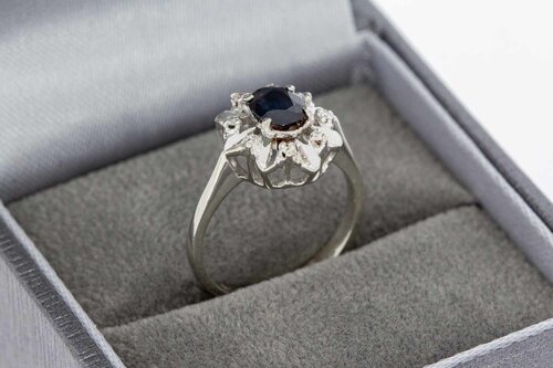 585 Gold Saphir ring mit Diamant - 15,2 mm