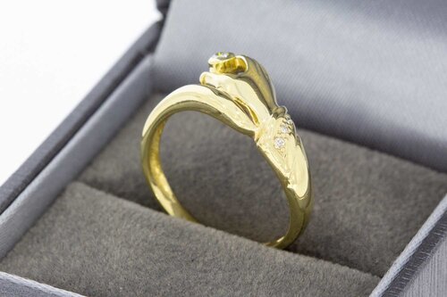 14 Karat Gold Ring mit Diamant - 17,4 mm