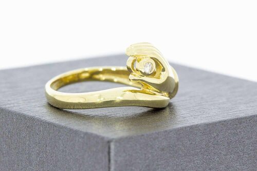 14 Karat Gold Ring mit Diamant - 17,4 mm