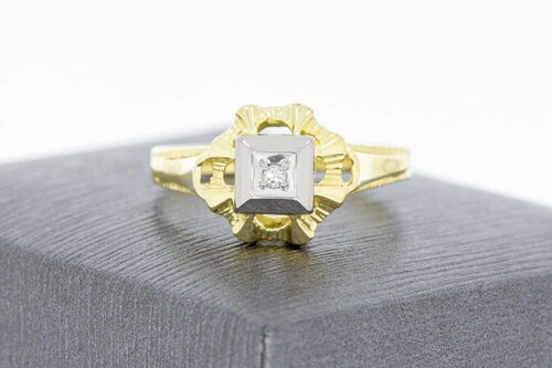 14 Karat Gold Ring mit Diamant - 18,3 mm