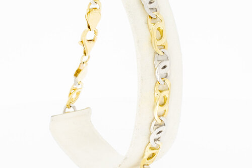 Bicolor 14 Karat  Falkenaugen Goldarmband - 23,4 cm