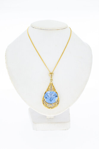 Aquamarin Anhänger 14 Karat Gold