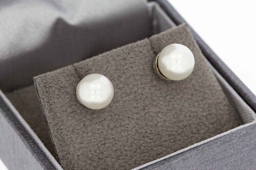 Silberne Solitär Perlen Ohrstecker (835)