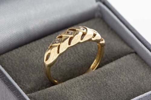 14 Karat Goldring mit Zirkonia - 16,9 mm