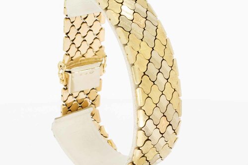 Breites figuriertes Gold Armband 14 Karat - 21 cm