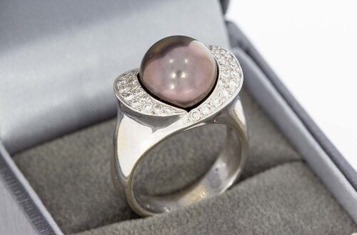 750 Perlenring mit Diamant - 17,1 mm